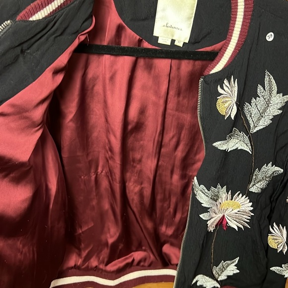 ELEVENSES Embroidered Solstice Floral Bomber Jacket size XS Anthropologie Black - Picture 13 of 13